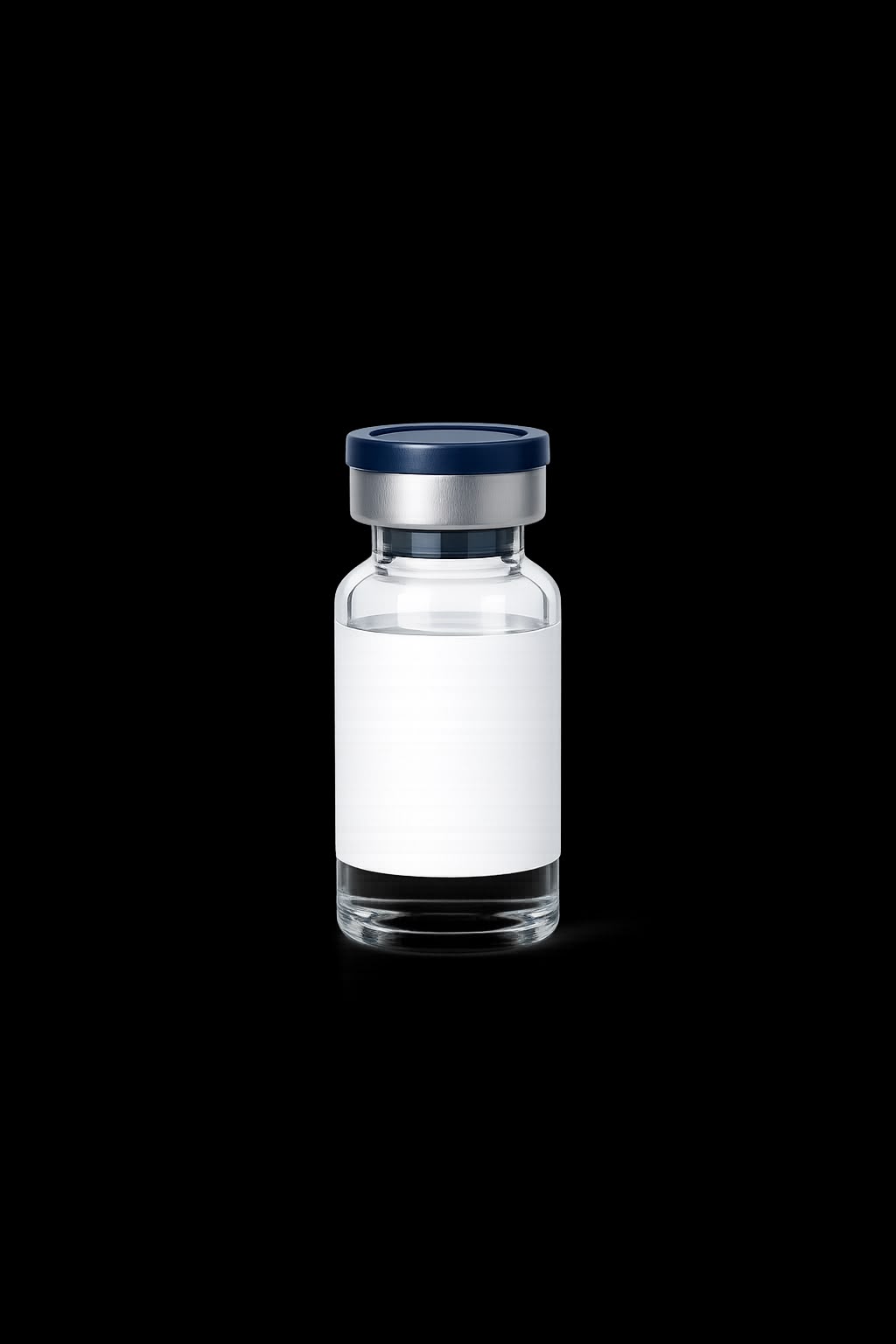 A clean, unbranded research vial with a blank label, ready to carry a partner brand's own identity.